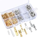 Vwoqiy 150 Stück 6,3mm 4,8mm 2,8mm Rundstecker Verbinder Kit, Messing Kabelschuhe Steckverbinder mit Isolationsabdeckung, Male & Female Bullet Stecker Rundsteckhülsen Kfz Motorrad Crimpstecker