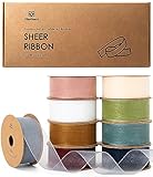 Vitalizart 9 Farben Organzaband, 2,5 cm x 82,3 m, Farbband zum Basteln, Schleifenband Breit, Geschenkband für Geschenkverpackungen, Weihnachtsbaum, Basteln, Schleifen, Hochzeitseinladungen