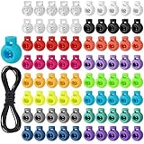 REJOECE 80 Stücke Kordelstopper, 8mm Kordelstopper 1 loch, Kordelklemme, Schnürsenkel Stopper, Schnurstopper für Jacke, Sportkleidung, Rucksack,Gummikordel Stopper,Schnellverschluss Schnürsenkel