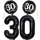 30 Geburtstag Deko Schwarz Deko 30. Geburtstag Frau Mann mit XXL Schwarze Zahl 30 Luftballons Geburtstag Happy 30 Birthday Folienballons 30 Geburtstagsdeko Schwarz für 30 Jahre Geburtstags Party Deko