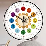 GBKDQQ Kinder Wanduhr ohne Tickgeräusche, 20cm kinderwanduhr Lernuhr Kinder Kinderzimmeruhr für Mädchen und Jungen für Kinderzimmer, Küche, Wohnzimmer, Schlafzimmer, Büro, Schwarz