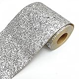 DHHOUSE Silber Glitzer Tapetenbordüre, Selbstklebend funkeln bordüre 13 cm x 5 meters (Silber)