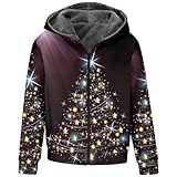 EMATOP Herren Warm Winterjacke Langarm Weihnachten Jacke Casual Baumwolle Fleecejacke Innentasche Blouson Jacken Schneeflocke Druck Wintermantel Flauschig Fliegerjacke für Herbst Winter