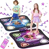 Tanzmatte Geschenk für Kinder, 2-Spieler & 12-Tasten Leucht-Tanzmatte mit Bluetooth, Einzel und Doppelt von Angesicht zu Angesicht Modi, Musik Spielzeug Geschenke für Jungen Mädchen Kinder 3-12 Jahre
