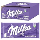 Milka Alpenmilch Tafel 24 x 100g, Zarte Milka Alpenmilch Tafelschokolade, Noch schokoladiger