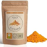 SPINTZ 500g Bio Kurkuma Pulver - Curcuma Gemahlen - Gelbwurz, Kurkumapulver - hoher Kurkumin gehalt - Rohkostqualität 100% natürlich & ohne Zusätze| plastikfrei verpackt