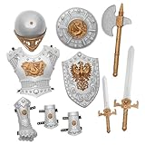 DIKACA Ritter Kostüm Mittelalterliche Rüstung Helm Maske Cosplay Outfit für Halloween Karneval Bühnenauftritt Rollenspiel Jungen Mädchen