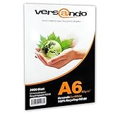 versando 2.000 Blatt Recyclingpapier DIN A6 EcoWhite 80g Kopierpapier Druckerpapier Öko Umweltpapier Rezeptpapier (105 x 148 mm)