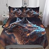 LHXLHXX Tier Lynx Bettwäsche 2teilig - Bettbezüge Sets Mit Kissenbezug, Weich Bettbezug Mikrofaser Für Jungen Mädchen Bettdeckenbezug Single(135x200cm)