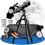 ASTRADA® Teleskop [70/400] mit Stativ & Handyhalterung - astronomisches Fernrohr Teleskop für Kinder & Erwachsene - inkl. Linsen, Kompass & Tragetasche