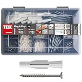 TOX Sortimentskoffer Plug & Play Dübel Set M - mit Allzweckdübel TRIKA 5x31 mm (60, 6x36 mm (70, 8x51 mm (30 St.) + passende Schrauben, für nahezu alle Baustoffe, 320-tlg, 01190101