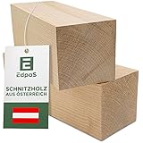 Edpas Schnitzholz Ahorn - 2er Set Holzblock (20x7x7cm) - Große Schnitzholz Rohlinge - Naturbelassenes Holz zum Schnitzen für Kinder - Drechselholz aus Ahorn