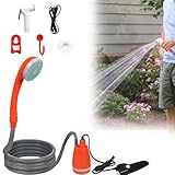 MAYTIIMO Campingdusche mit Akku Pumpe Camping Dusche Outdoor mit Wiederaufladbarer Akku, Handbrause und Schlauch, Mobile Duschen Set für Camping Reisen Garten Autowaschen
