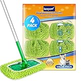 KEEPOW Wiederverwendbar Feuchte Bodentücher für Swiffer Bodenwischer, Trockene Bodentücher für Swiffer Mop, Waschbaren Mikrofaser Pads für die Reinigung von Oberflächen/Holzböden, 4 Stück