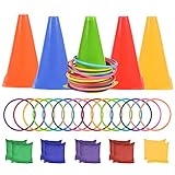 BUYGOO 30Pcs 3 in 1 Ringwurfspiel Wurfspiel Outdoorspiele Ringwurfspiel Ringe Werfen Wurfspiel Wurf Spiel Outdoor Ringwurfspiel Ring Spaß Sitzsack Werfen Spiel, für Garten Party