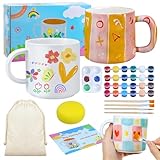 Jukibole Keramik Bemalen Set - Tassen Bemalen Set (Enthält Tasse, Farben, Schwamm, Pinsel, Aufbewahrungstasche, Malinspiration) - DIY Bastelset Kreativ Geschenk für Kinder & Erwachsene