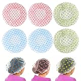 YPYMOD Duschhaube, 6 Stück Wasserdichte Duschhauben Damen, Große Elastische Shower Cap, Wiederverwendbare Duschkappe für Mädchen Frauen Kosmetik Zuhause Hotel Reisen(Blau, Rot, Grün)