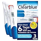 Clearblue Schwangerschaftstest Triple-Check Ultra Früh Kombipack, Ergebnisse 6 Tage Früher (10m IU/ml), Mit Keinem Anderen Test Können Sie Früher Testen, 3 Teststäbchen (1 Digital, 2 Visuell)