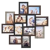 SONGMICS Bilderrahmen-Collage, 12 Fotorahmen für 10 x 15 cm Bilder, Fotocollage, Wandcollage, Multi-Rahmen, Wanddeko, rotbraun, greige meliert, weihnachten, aschschwarz RPF022M01