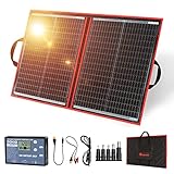 DOKIO Solarpanel Faltbar 100W Monokristalline Solarmodule Tragbar mit Solarladeregler (LCD Anzeige + 2 USB Ausgang), PV Kabel (3 Meter), 5 DC Adapter