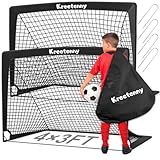 Kreetenny Tragbares Fußballtor für Kinder, 120 x 90 cm, 2 Stück, Fußballtornetz für Hinterhof, Pop-Up-Fußballtore mit Tragetasche, faltbare Fußballtore für Jugendliche, Kinder, Outdoor/Indoor-Spiele