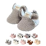 EDOTON Unisex Neugeborene Tier Schuhe,Süß rutschfest Sohle Weich Winter Warm Haus Innen Ausdruck Stiefel zum Baby Jungs Mädchen (0-6 Monate, C_Grau)