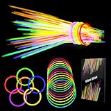 Knicklichter Leuchtstäbe - 100 Knicklichter Party Set für Kinder mit 100 Verbinder Armbänder Halsketten für Party Deko Hochzeiten Silvester Feuerwerk Party