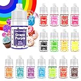 Lebensmittelfarbe 16 Farben x 6ml - Flüssige Lebensmittel Farben zum Kuchen Backen, Kekse, Fondantieren, Macaron - Lebendiger Lebensmittelfarbstoff für Backen, Kekse, Fondant, Macaron,DIY Seifen