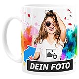 MoonWorks Foto-Tasse Kafee-Tasse mit Foto und Text selbst gestalten drucken Geschenk Fotogeschenke 2 Seiten weiß unisize