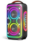 VUOPAX Bluetooth Lautsprecher Groß Party 200 watt, Tragbare Musikbox Bluetooth Subwoofer/LED-Lichtshow/IP65 wasserfester Outdoor Lautsprecher/12H Akku/TWS/TF/USB/MIC/AUX, für Party, Backyard
