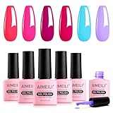 AIMEILI HEMA Free UV Lack Gel Nagellack Set 8ml 6 Farben Neon Farbe UV Nagellack Set Farbgel Gellack Soak Off Gel Nail Polish Set Maniküre Gift Kit 12