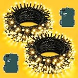 Dalugo Lichterkette Batterie [2 Stück], 3M 30 LED Warmweiß Lichterkette Kabel grün mit 6h Timer, IP65 Wasserdicht Lichterkette für Innen außen