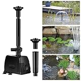 YAOBLUESEA 800L/h 16W Garten Springbrunnenpumpe Teichpumpe Wasserspielpumpe Bachlaufpumpe Wasserpumpe Fontäne