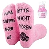 Belillpipi Geschenke für Frau Mama Socken mit Spruch Bitte Nicht Stören Mama ruht ihre Augen aus Socken,Lustige Muttertagsgeschenk Geburtstagsgeschenk für Mama Oma Damen（Rosa）