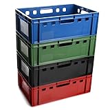 BirnePower Fleischerkiste Fleischkiste Eurofleischerkiste E2 Stapelkiste Kiste Eurobox Lagerkiste Metzgerkiste Box 60x40x20 cm (Rot, 2)