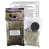ERDRAUCH Kraut Elfenrauch zum RÄUCHERN. 5-TLG Räucherset - 60ml Räucherwerk mit Räucherkohle (1x) + Räuchersand + Räucheranleitung + Lexikon der wichtigsten Räucherstoffe A-Z. 82060-16