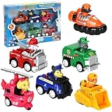 Paw Dog Kindergeschenk, Paw Dog Figuren mit Fahrzeug Set, Paw Dog Chase mit Fahrzeug, Fahrzeug mit Rückzugs- und Wheelie-Funktion, für Kindergeburtstags Geschenke