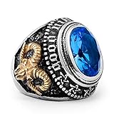 QAZXCV Weinlese-Schaf-Kopf Blue Zircon-Ringe Für Frauen Männer Masonic Ring Lady Trauringe Männer Persönlichkeit Männlich Accessoires Schmuck Ring,13