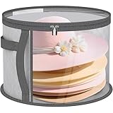 Febbya Hutschachtel Rund Mit Deckel,Graue Hutschachtel Hat Box with Lid and Zip 42x42x26 cm Praktische Aufbewahrungslösung Für Hüte Staubdicht feuchtigkeitsbeständig ideal für Hüte Reisen und Zuhause