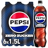 Pepsi Zero Zucker, Das zuckerfreie Erfrischungsgetränk von Pepsi ohne Kalorien, Koffeinhaltige Cola in der Flasche, EINWEG (6 x 1.5 l) (Verpackungsdesign kann abweichen)