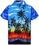 V.H.O. Funky Hawaii-Hemd, Herren, Kurzarm, Beach, Blau, L