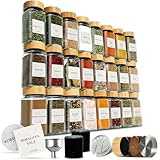 KITCHI Gewürzgläser 24er Set mit 2 Mühlen – Bambusdeckel – Eckige Form – 120 ml - luftdicht