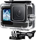 FitStill 60M/196FT Wasserdichtes Gehäuse für Go Pro Hero13 /Hero12 /Hero11 /Hero10 /Hero 9 Black, Schützende Unterwasser-Tauchgehäuseschale mit Halterungszubehör für Go Pro Hero 13/12/11/10/9