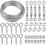 TooTaci Drahtseil 2mm Edelstahl,30M/2mm Drahtseil Rankhilfe Set,M5 Seilspanner Edelstahl Set &2mm Edelstahlseil PVC-ummantelt,Stahlseil mit ösen,Spanndraht Seilspanngarnitur für Gardinen seil,Hangen