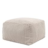 Icon Sitzpuff „Theo“, Cord, Fußhocker für das Wohnzimmer, Sitzhocker, Sitzpouf, Sitzsack Hocker Groß, Sitzkissen, Beige