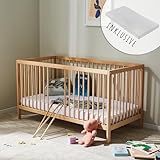 Kids Collective Babybett Kinderbett Gitterbett 60x120 höhenverstellbar & herausnehmbare Sprossen, mit Matratze | Buchenholz Natur sehr stabil Made in Europe