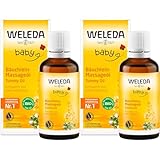 WELEDA Bio Baby Bäuchlein Massageöl, Naturkosmetik Massage Öl gegen Bauchschmerzen und Krämpfe von Babys und Kleinkindern, Pflegeöl zur Verdauungsförderung (1 x 50 ml) (Packung mit 2)