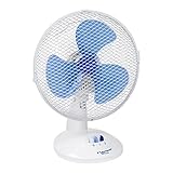 Bestron Mobiler Tischventilator Ø 27cm, kleiner Ventilator 2 Geschwindigkeitsstufen & 75° Oszillation-Funktion, Höhe: 29 cm, 30W, DDF27W, Farbe: Weiß