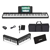 OYAYO Faltbares Klavier mit 88 Tasten Piano Full Size Semi Weighted, Faltbares Klaviertastatur mit MIDI Bluetooth, Klaviertasche, Folding Piano Keyboard für Anfänger Geschenk pinao