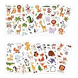 10 Blätter Tattoo Tier Set Kinder Tattoos Wald Tier Tattoos Aufkleber Temporäre Kindertattoos Aufkleber Wasserdicht Zoo Party Dekorationen Tattoos Tattoo-Aufkleber für Kinderpartys